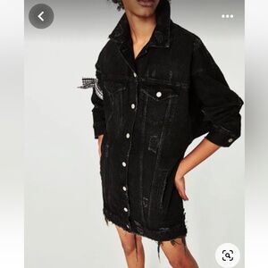 Zara Black Denim Longline Jacket